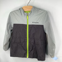 Size 4: Columbia Two Tone Grey/Green Trim Fleece Lined Rain Coat