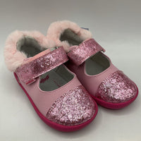 Size 7: Pediped Sassy PINK SPARKLE Mary Jane Velcro Shoes NEW