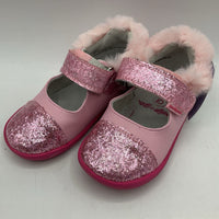 Size 7: Pediped Sassy PINK SPARKLE Mary Jane Velcro Shoes NEW