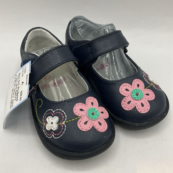 Size 5.5: Pediped Lorraine NAVY FLORAL Mary Jane Velcro Shoes NEW