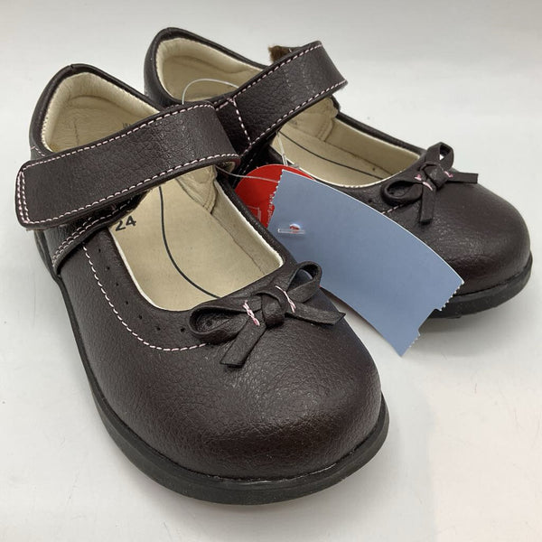 Size 8: Pediped Isabella BROWN Mary Jane Velcro Shoes NEW