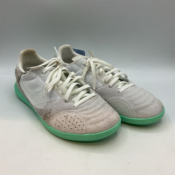 Size 6Y: Nike White/Green Trim Lace-Up Soccer Sneakers