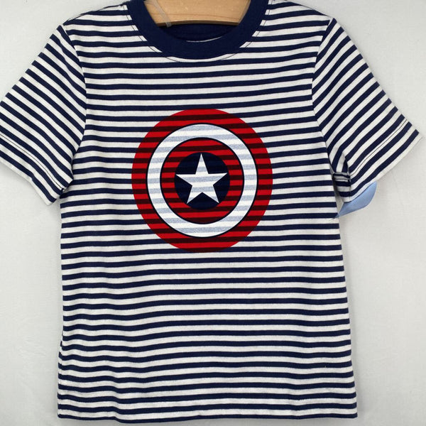 Size 5 (110): Hanna Andersson Navy/White/Red Striped Captain America