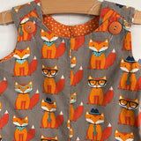 Size 12-18m: Grey/Orange Business Foxes Shortalls