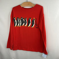 Size 6-7 (120): Hanna Andersson Red/Black/White Penguin Long Sleeve Shirt