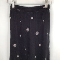 Size 9: Zara Black/Silver Snowflakes Velour Soft Waist Pants