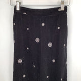 Size 9: Zara Black/Silver Snowflakes Velour Soft Waist Pants