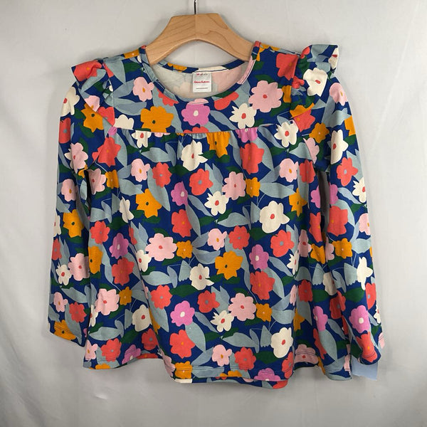 Size 10 (140): Hanna Andersson Blue/Colorful Floral Long Sleeve Blouse