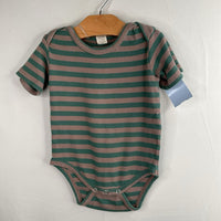 Size 12-18m: Kate Quinn Grey/Green Striped Ribbed Onesie