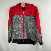 Size 6-7: Nike Air Jordan Black/Red/Grey Print Zip-Up Hoodie REDUCED