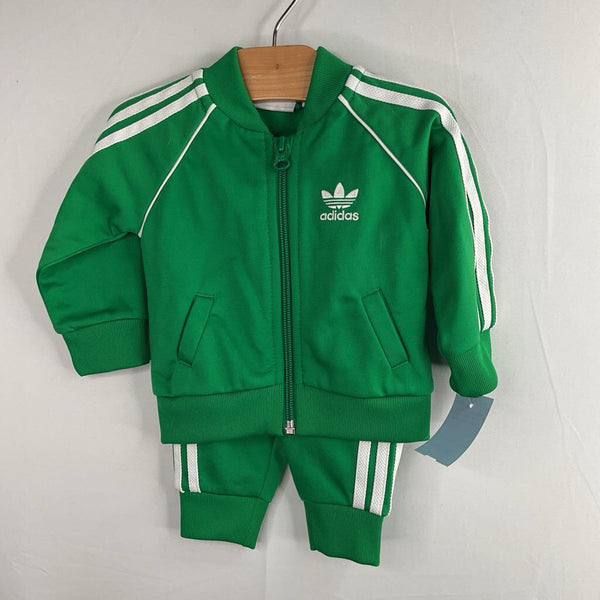 Size 3m: Adidas Green/White Side Stripe Track Jacket