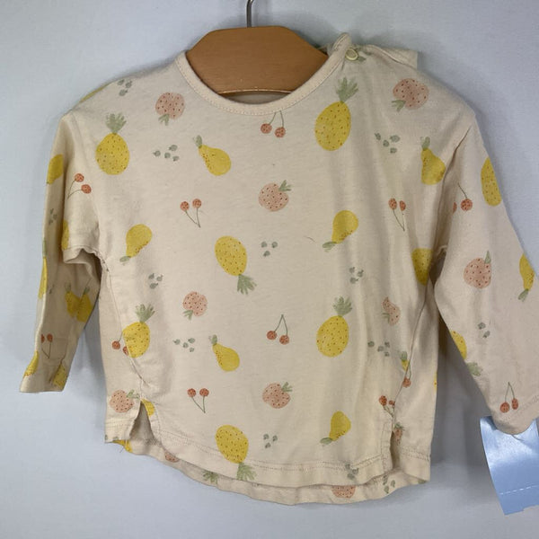 Size 6-9m: Zara Yellow/Colorful Fruit Long Sleeve Shirt