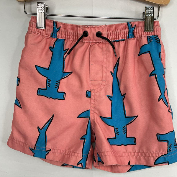 Size 5: Tea Pink/Blue Sharks Swim Shorts