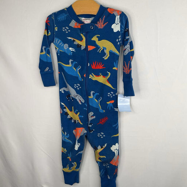 Size 6-12m (70): Hanna Andersson Black/Colorful Print 1pc Zip-Up PJs