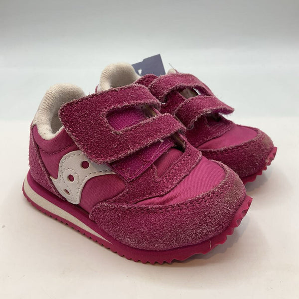 Size 3: Saucony Purple/White Velcro Strap Sneakers