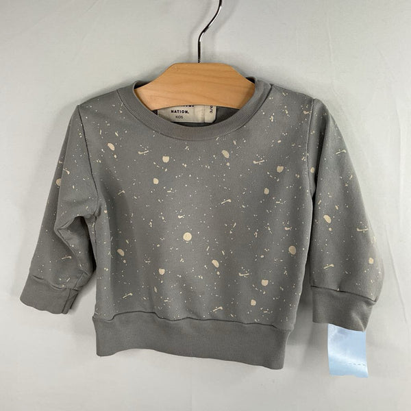 Size 3-6m: Go Gently Grey/White Splatter Sweatshirt