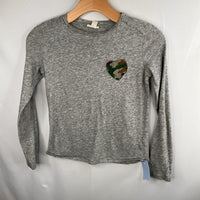 Size 8: Crewcuts Grey/Green Camo Heart Pocket Long Sleeve Shirt