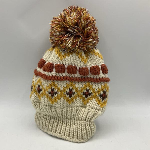 Size 0-3m: George Creme/Yellow/Brown Puff Ball Beanie