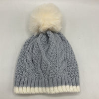 Size 0-3m: Nicole Miler Blue/White Puff Ball Beanie