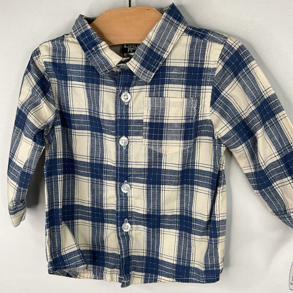 Size 12m: Little Rebels White/Blue Plaid Button-Up Shirt