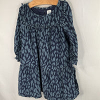 Size 3: Gap Two Tone Blue Print Corduroy Long Sleeve Dress