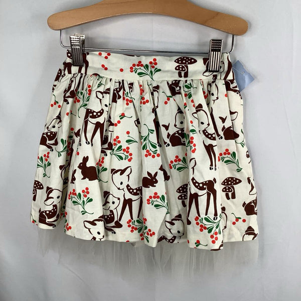 Size 5: Fiveloaves Twofish Creme/Multicolor Woodland Winter Skirt