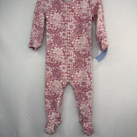 Size 0-3m: Kate Quinn Purple Floral Peacocks Snap-Up Footy PJs