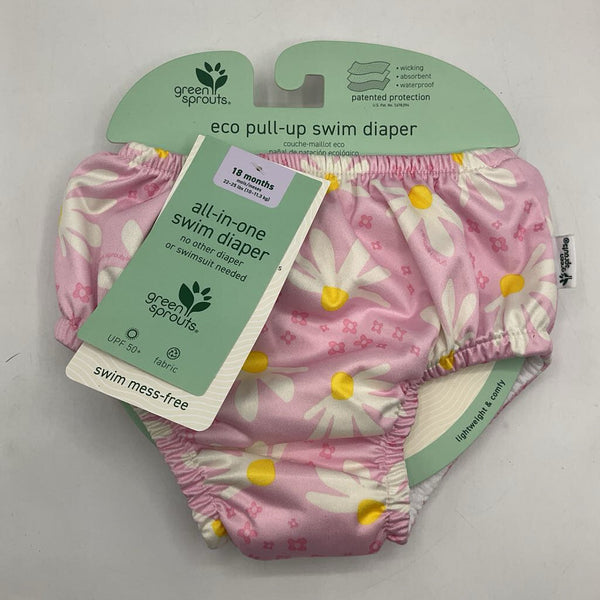 Size 18m: Green Sprouts Pink/White Floral Swim Diaper NEW