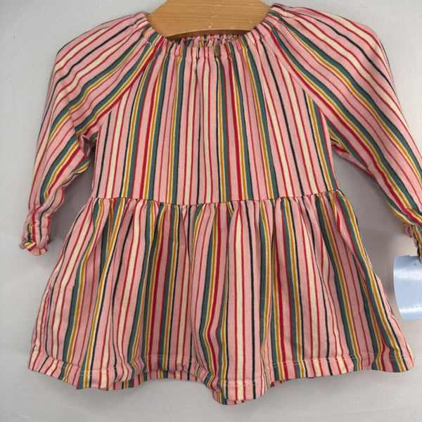 Size 6-9m: Tea Pink/Colorful Striped Long Sleeve Dress