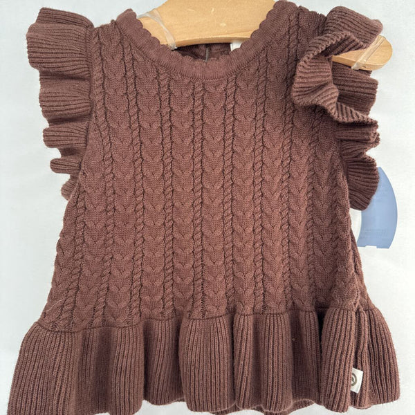 Size 12-18m: Musli Brown Cable Knit Ruffle Sleeve Sweater