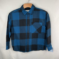 Size 7: Zara Blue/Black Plaid Flannel Button-Up Shirt