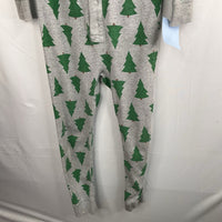 Size 5 (110): Hanna Andersson Grey/Green Trees Organic Cotton 1pc Snap-Up PJs