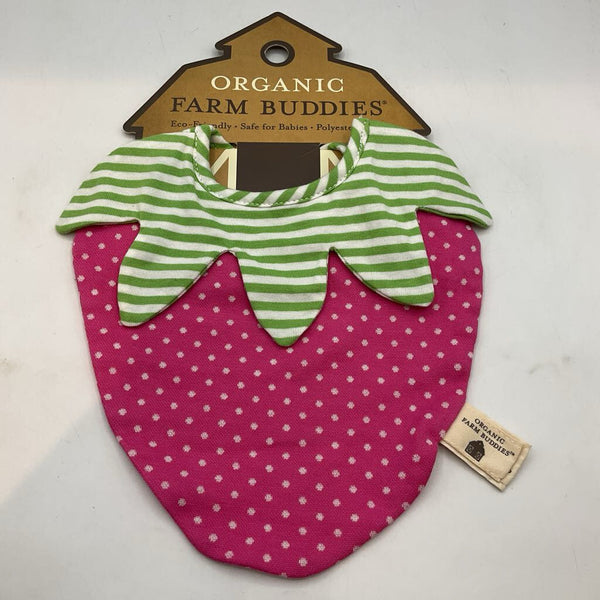 Organic Farm Buddies Pink Strawberry Bib NEW