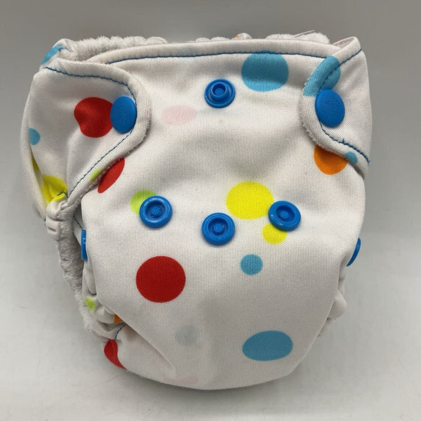 Size NB: Lil Joey White/Colorful Spots Diaper