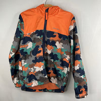 Size 5: Eddie Bauer Orange/Blue/White Print Mesh Lined Rain Coat