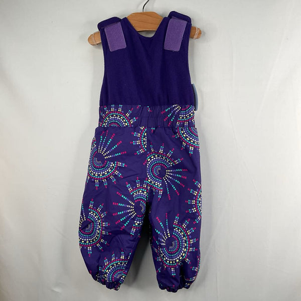 Size 6-12m: Columbia Purple/Colorful Print Fleece Upper Snow Bib