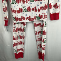 Size 5 (110): Hanna Andersson White/Red/Green Winter Village Organic Cotton 2pc Holiday Pjs REDUCED