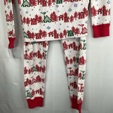 Size 5 (110): Hanna Andersson White/Red/Green Winter Village Organic Cotton 2pc Holiday Pjs REDUCED