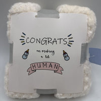 White NEW Fleece Blanket "Congrats on making a 'lil human"