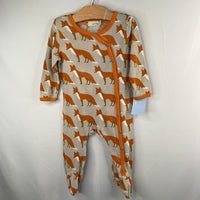 Size 3-6m:Zebi Baby Green/Orange Snap-Up Footy Romper