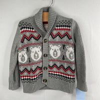 Size 12-18m: Joe Fresh Grey/White/Red Polar Bears Shawl Collar Cardigan