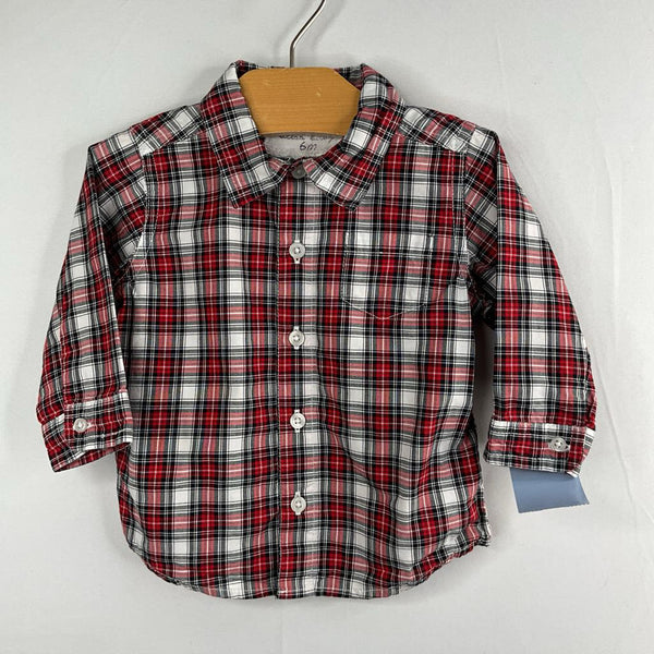 Size 6-12m: Bliss Baby Red/White/Black Plaid Button-Up Shirt