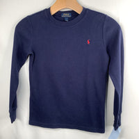 Size 7-8: Polo Navy Waffle Texture Long Sleeve Shirt