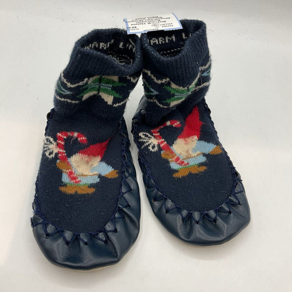 Size 7-9: Hanna Andersson Blue/Green Gnomes Slipper Socks REDUCED