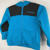 Size 2: Columbia Blue/Black Fleece Hooded Zip-Up Coat