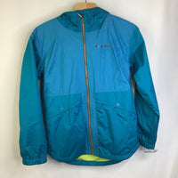 Size 10-12: Columbia 2 Tone Blue Fleece Lined Zip-Up Rain Coat