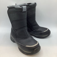 Size 13: Lands' End Black/Grey Velcro Snow Boots