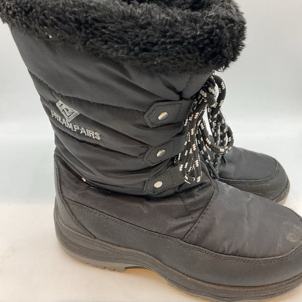 Size 3Y: Dreampairs Black Lace Up Side Zip Snow Boots