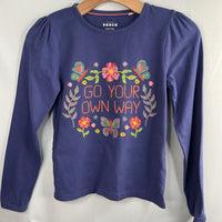 Size 9-10: Mini Boden Blue "Go Your Own Way" Embroidered Long Sleeve Shirt