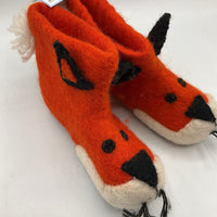 Size 8: Felted Orange Fox Slippers